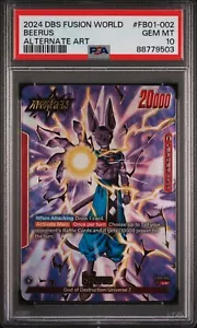 Beerus - FB01-002 - SR Alt Art - Dragon Ball Fusion World Awakened Pulse PSA 10 - Picture 1 of 2