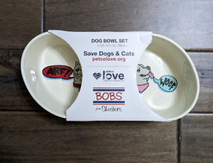 Bobs For Dogs By Skechers Heart Love Dog Bowls Ceramic Sip Snack Bowl Set new