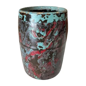 Vintage Ozark Roadside Tourist Stoneware Pottery Multicolor Crock Vase - Picture 1 of 13