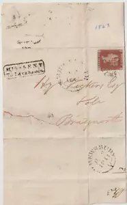 1843 SHREWSBURY TO BRIDGENORTH LETTER MALTESE CROSS FRAMED MISSENT TO LIVERPOOL - Picture 1 of 3