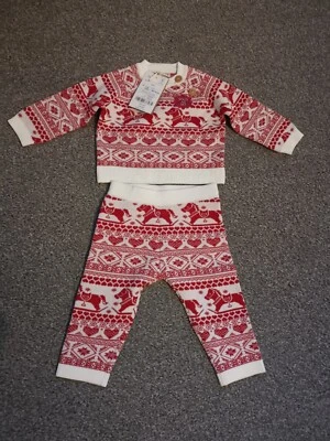 Monsoon Baby Red Rocking Horse Knitted Set - Image 1 of 2