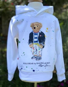 NWT, Boys POLO RALPH LAUREN White Polo Bear Hoodie. Size 7. European 122/128 - Picture 1 of 1