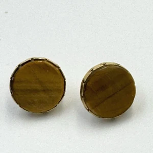 Vintage 14 Karat Gelbgold Tigerauge Ohrstecker echt echt Gold - Bild 1 von 8
