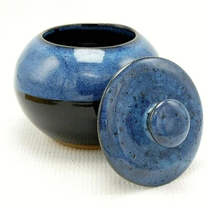 Cremation Urn Sm Adult Child Pet Ashes 70 cu inch Blue Black Ceramic Pottery - Picture 1 of 9
