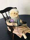 Knitting Grandma on Wood Rocking Chair Doll Handmade Detail Basket Yarn Display