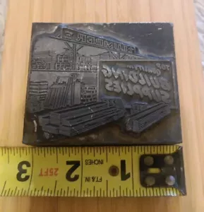 Vintage Printing Letterpress Printers Metal Cut Block "Lumber Building Supplies" - Picture 1 of 6