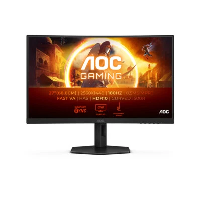 AOC G4 CQ27G4X 27" Curved Quad HD 180Hz 0.5ms Height Adjustable Gaming Monitor - Image 1 of 4