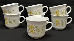 Vtg Lot of 7 Cups Corelle Corning April Showers Tea Coffee Cups Yellow Cottage - Picture 1 of 6