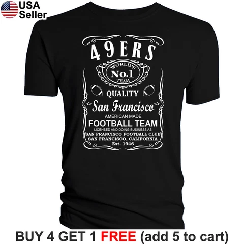 San Francisco 49ers T-Shirt JD Whiskey Graphic SF Men Cotton Whisky Cover