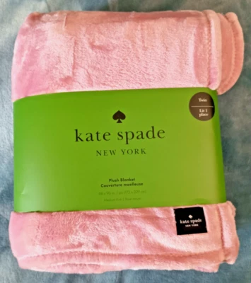 KATE SPADE Plush MEDIUM PINK TWIN 100% Polyester Blanket Throw 90" by 68" - Image 1 of 4