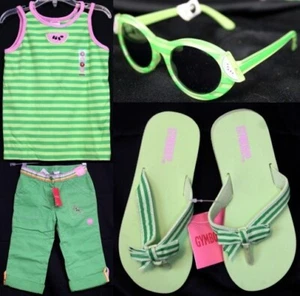 NWT 2006 Gymboree Tutti Fruity 4pc Outfit sz 6 Tank Capris Sunglasses Flip Flop - Picture 1 of 23