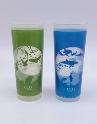 Juego de 2 vasos Tupperware vintage 16 oz 6-1/2" #5107 (107) verde azul ECO Foto 1 de 4