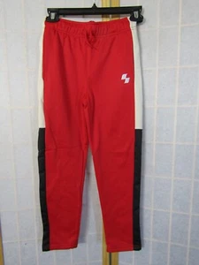 NIB PLACE Sport Unisex Red/White Stripe Drawstring Polyester Sweat Pants M 7/8 - Picture 1 of 4