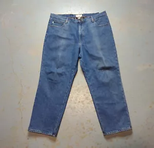 Pantalones de mezclilla L L Bean cremallera pierna recta 40x30 azul lavado franela forrados - Imagen 1 de 9