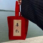 Red Color Canvas Letter Bucket Bag Chinese Style Handbag  Shopping