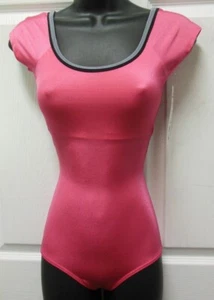 Body Wrappers P634 Pink satinfinish Cap Sleeve LowBack Leotard shelflined - Picture 1 of 6