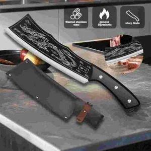Meat Cleaver Bone Chopper Dragon Pattern Stainless Steel Butcher Knife Kitchen U - Picture 1 of 15