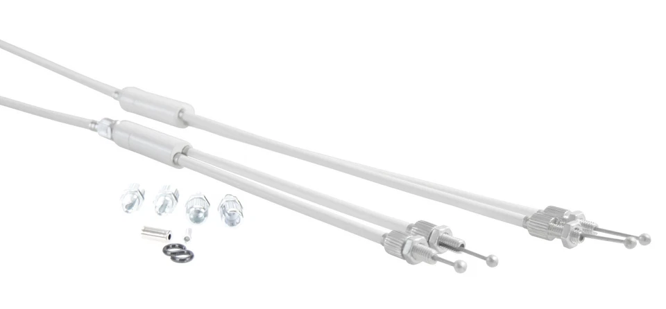 Upper & Lower gyro cables LONG for old school BMX - WHITE - Image 1 of 1