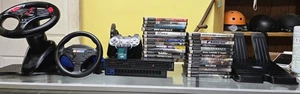 Sony Playstation 2 PS2 Console (FAT) Bundle Lot With 25 Games And Racing Wheels - Picture 1 of 24