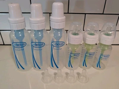 Lot of 6 Dr. Brown's Natural Flow Anti-Colic Plastic Baby Bottles 4oz & 8oz  - Image 1 of 4