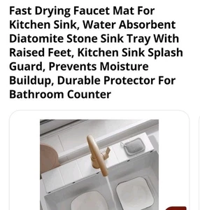 Fast Drying Stone Faucet Mat for Kitchen Sink with Raised Feet, Water Absorbe... - Picture 1 of 10