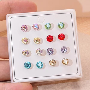 Trendy Octagonal Earrings Set 8 Pairs for Women Stylish and Comfortable - Picture 1 of 12