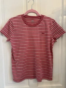 Levi’s Pink White Stripe Women’s Fit T Shirt Size M - Picture 1 of 3
