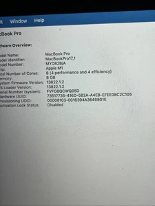  MacBook Pro Retina 13" A2338 Logic Board M1 8GB 256GB, Grey base & ID - Picture 1 of 3