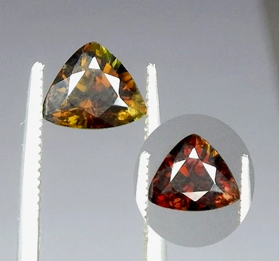 Турмалин 1,5 карата VVS изменение цвета оранжевый на красный натуральный добытый неотапливаемый триллион - Изображение 1 из 4