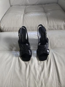 Marc Jacobs Black Patent Leather Sling Backs High Heel Sandals - Picture 1 of 6
