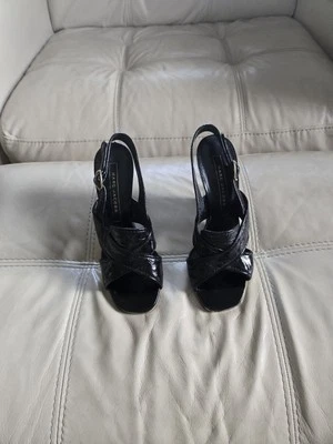 Marc Jacobs Black Patent Leather Sling Backs High Heel Sandals - Image 1 of 4