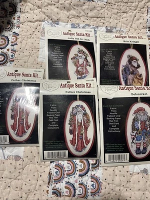 Lote 5 Kits Antigos de Ponto Cruz de Papai Noel Novo Natal Pai Natal St Nick - Imagem 1 de 4