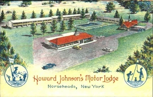 Horseheads NY Howard Johnson's Motor Lodge artista Walter Bowers postal sku933 - Imagen 1 de 2