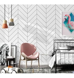 Black and White Peel and Stick Wallpaper Boho Contact Paper Modern Herringbon... - Picture 1 of 7