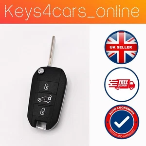 Peugeot Expert Partner 2017+ 433 MHz 4A 3 botones mando a distancia abatible llavero HU83 - Imagen 1 de 2