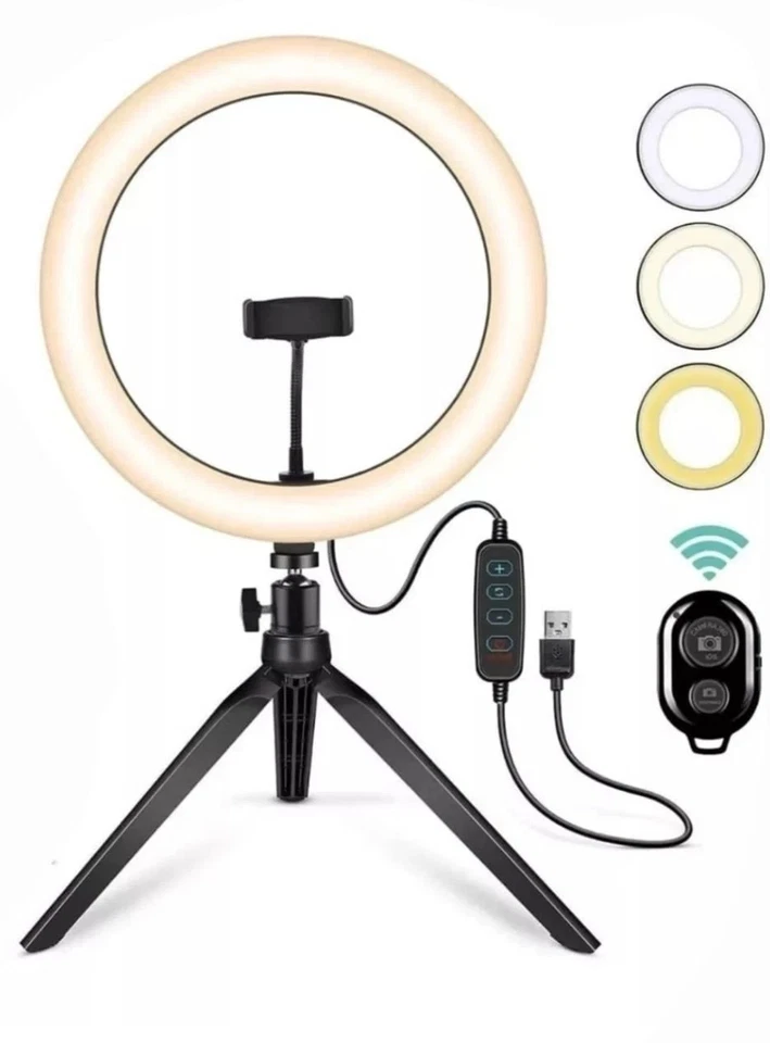 10 inch LED Ring Lights With Tripod Stand & Phone Holder for Selfie Makeup UK - Image 1 of 4