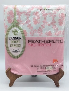 Cannon Pillowcases Royal Family Featherlite Pink Floral Standard No Iron NOS - Picture 1 of 8