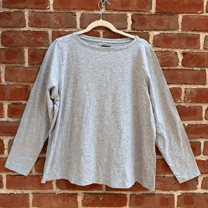 EILEEN FISHER Slubby Organic-Cotton Long-Sleeve Tee gray small - Picture 1 of 10