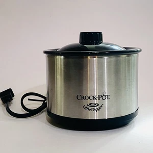 Crock Pot Little Dipper Mini Slow Cooker Stainless 16 oz with Lid Tested WORKS - Picture 1 of 13