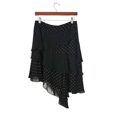 Falda asimétrica con volantes a lunares Bailey 44 negra tostada talla 8 fluida coqueta elegante Foto 1 de 4