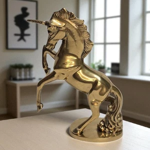 Unicorn Solid Brass Gatco 8” Figurine Sculpture Vintage Made in Taiwan - Picture 1 of 24