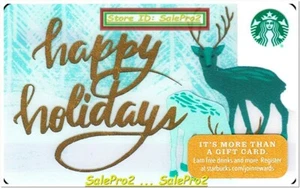 STARBUCKS 2018 CHRISTMAS REINDEER GOLD HAPPY HOLIDAYS COLLECTIBLE GIFT CARD - Picture 1 of 2