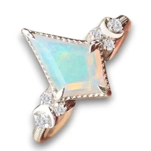 Moon Of My Life Opal Engagement Bridal Ring, Kite Shaped Cut 2.80 Carat 12x8mm - Picture 1 of 7