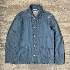 APC RTH Denim Worker Chore Utility Jacket Lavato Blu Indaco Misto Lino Medium - Foto 1 di 14