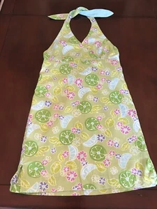 VTG Lilly Pulitzer Girls Sleeveless Tie Up Neck Halter Dress Sz 14 Limes Green - Picture 1 of 4