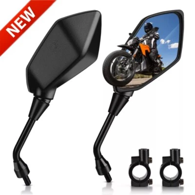 7/8" Motorcycle Rearview Side Mirrors Handle Bar Mount For Yamaha Kawasaki Honda - Image 1 of 4