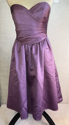 David's Bridal Sweetheart 缎面褶皱无肩带全裙女式 4 Mauve — 第 1/4 张图片