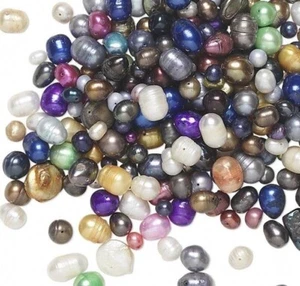 Mezcla de cuentas de perlas cultivadas de agua dulce 3-20 mm formas y colores mixtos 1/2 lb (300-450) - Imagen 1 de 3