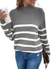 Longyuan Womens Striped Sweater Casual Soft Turtleneck Knit Long Sleeves Pullove