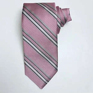 Robert Talbott Seidenkrawatte Karmel rosa grau diagonale Streifen handgenäht Hergestellt in den USA NEU - Bild 1 von 8